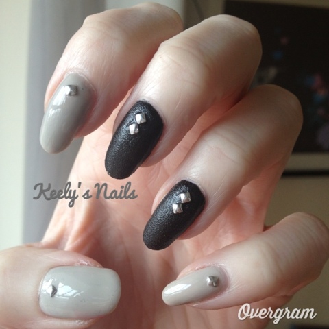 Studded leather and nude nails by Keely's Nails