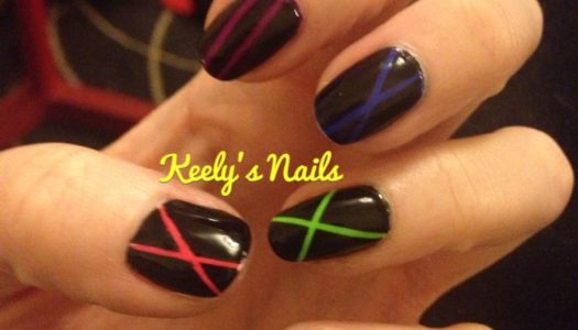 Neon Stripe Tape Mani