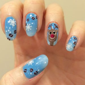 Reindeer freehand nail art for Christmas