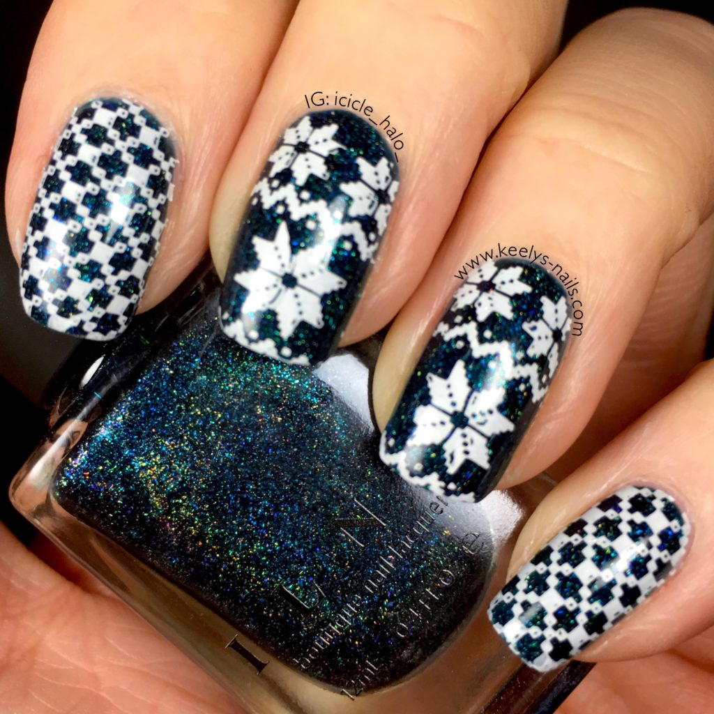 Stamped Christmas Sweater nail art