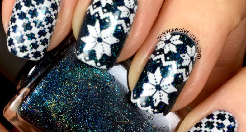 Stamped Christmas Sweater nail art