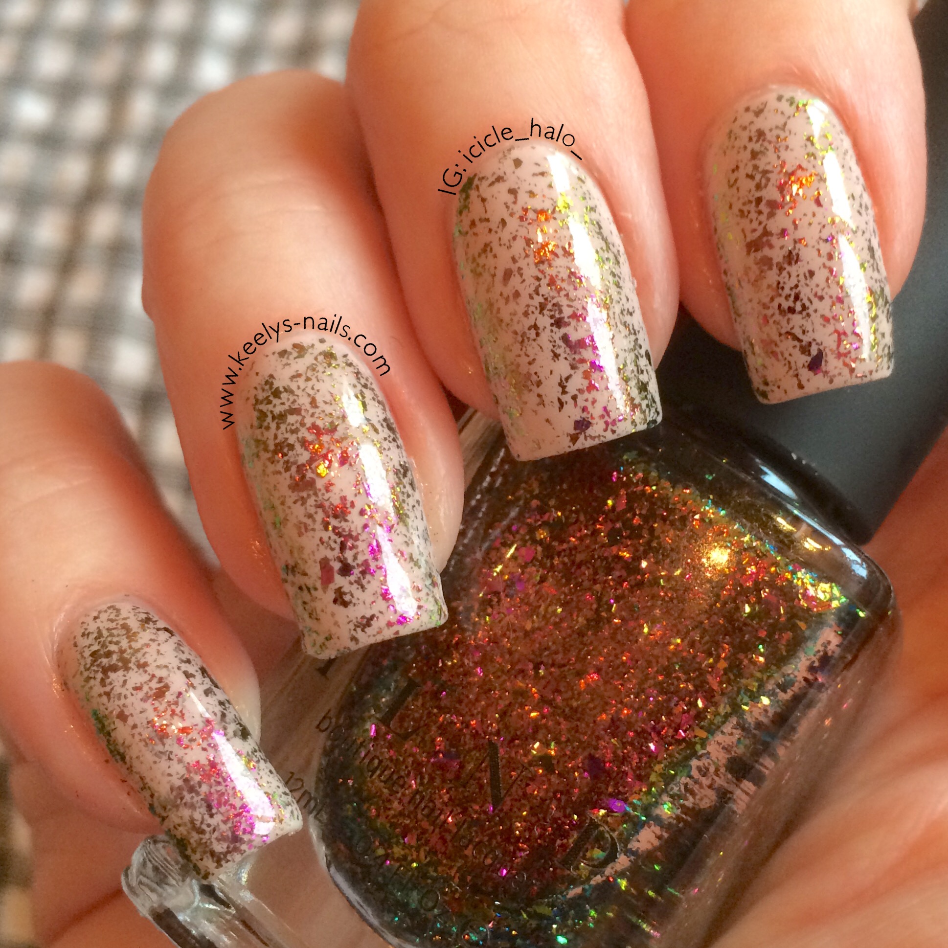 ILNP Electric Carnival over Orly Pure Porcelain | Keely's Nails