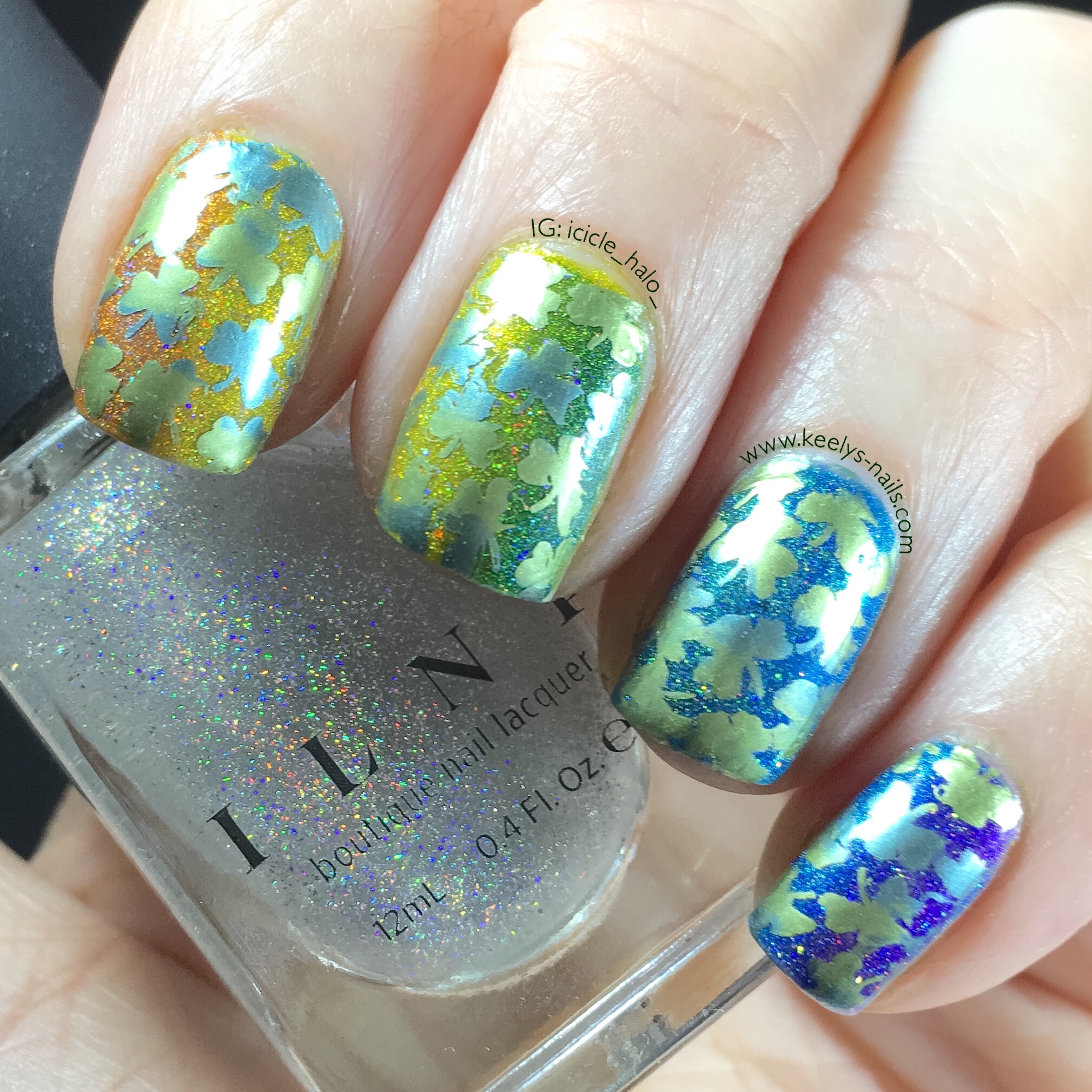 St Patrick's Day rainbow and stamping - left hand