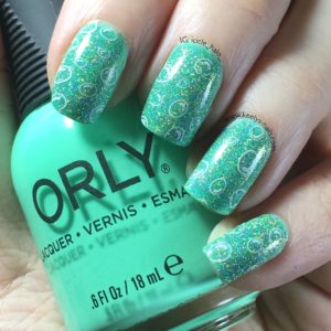 Best Glitter Polish Orly Sparkling Garbage over Vintage with stamping (left hand)