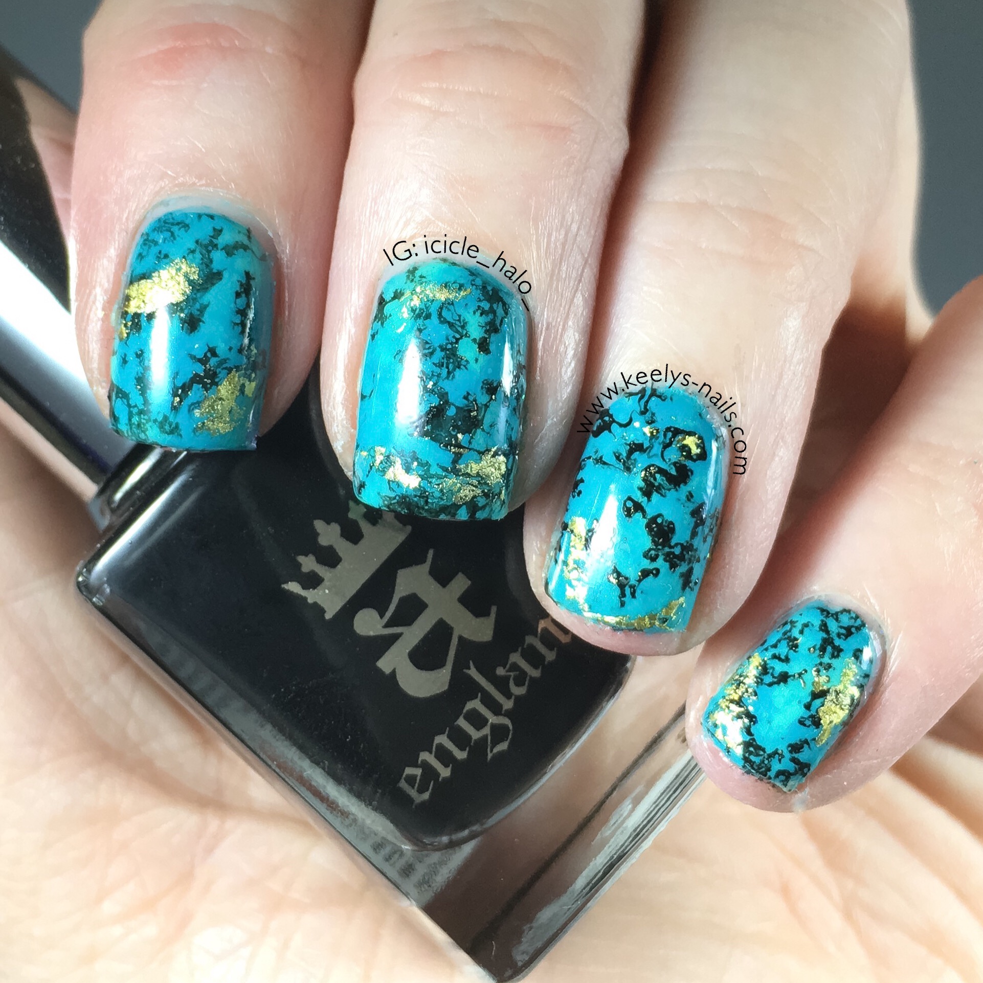 Turquoise Nail Art Tutorial (short nails)