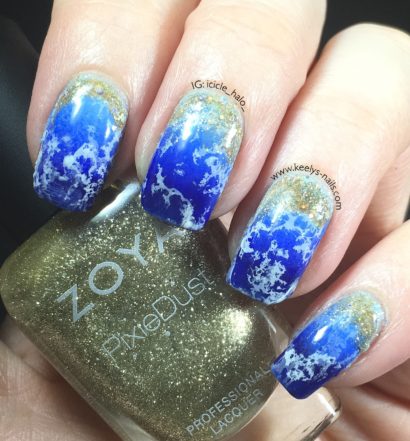 Beach Watermarble Nail Art left hand