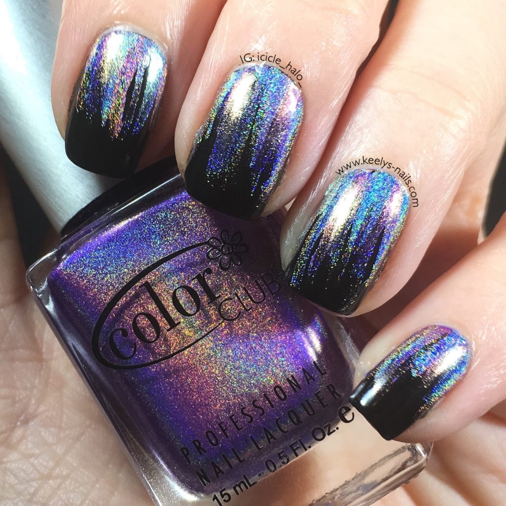 Holographic Waterfall Nail Art left hand
