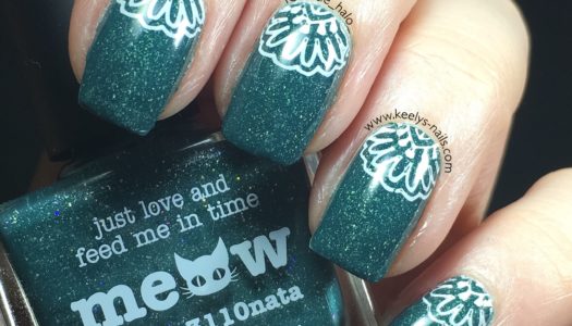 Stamped Mandala Half Moon nail art