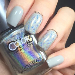 Chevron nail art in grey and silver holographic