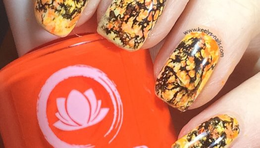 Halloween Nail Art Orange and Black Splatter