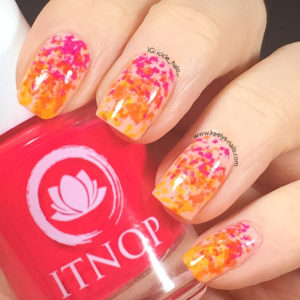 Gradient Splatter nail art - easy stamped design