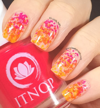 Gradient Splatter nail art - easy stamped design