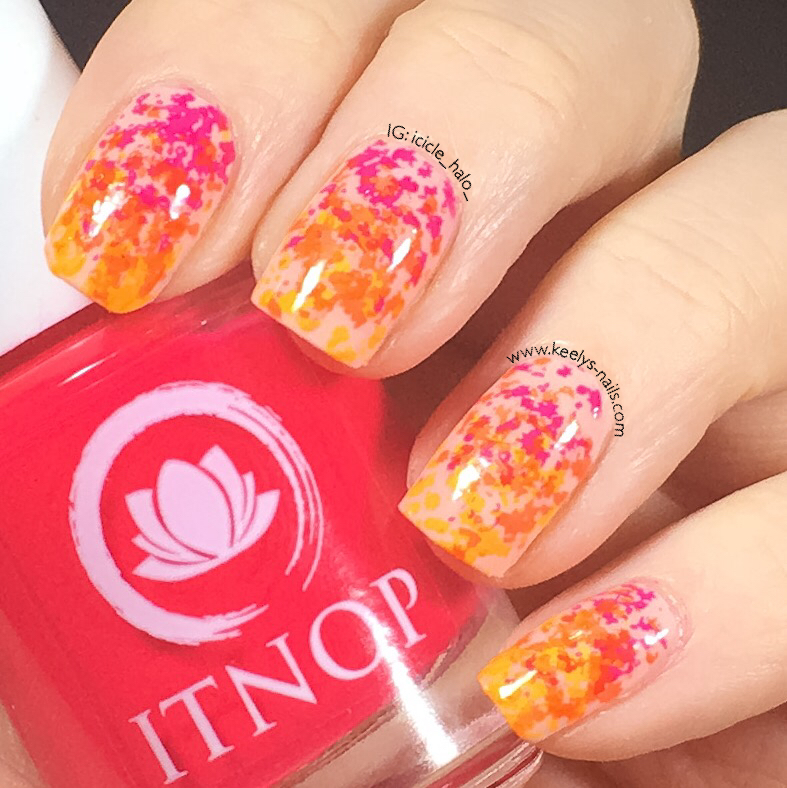 Gradient Splatter nail art - easy stamped design