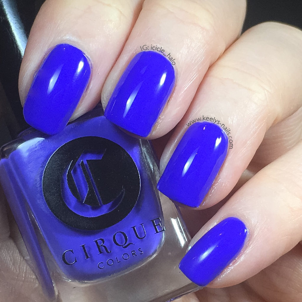 Cirque Rehab swatch neon blue left hand