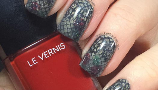 Gothic Nail Art with lace stamping freehand roses