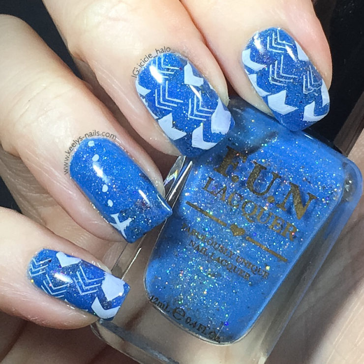 Flying Airplane nail art in blue for Crystal - Keely's Nails