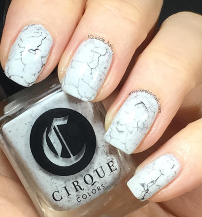 White Marble nail art left hand