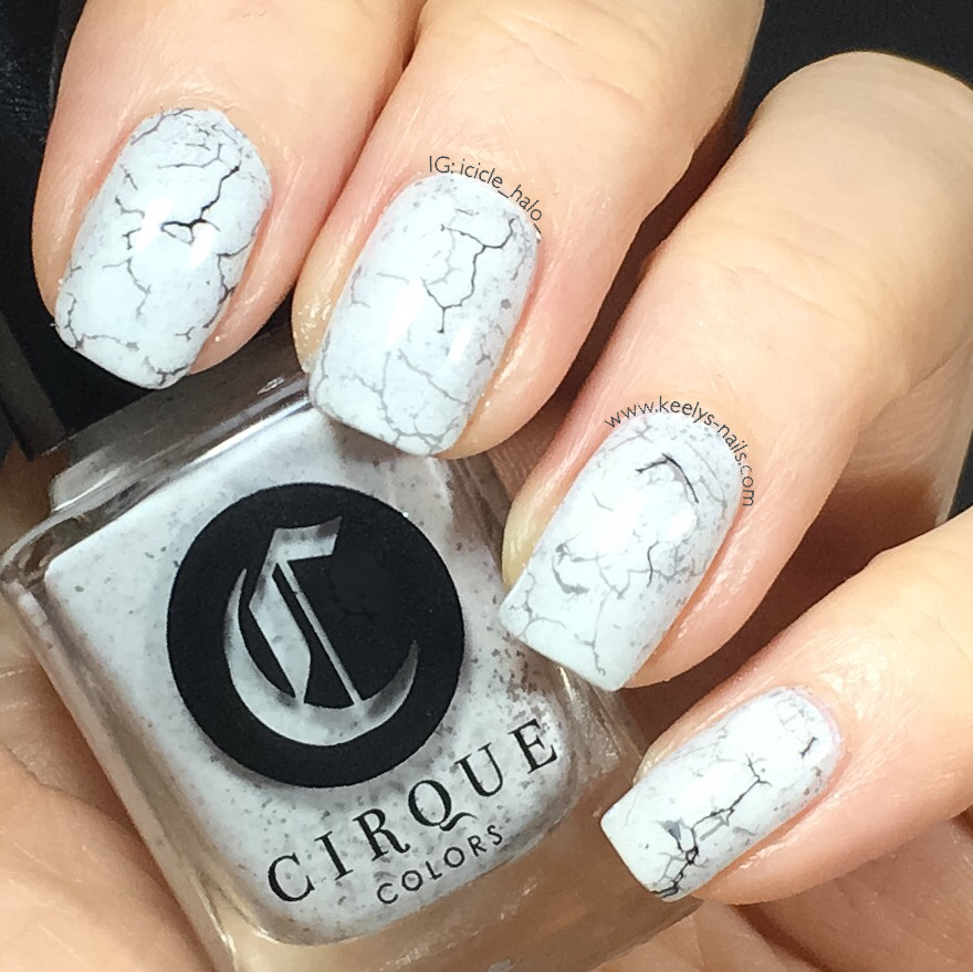 White Marble nail art left hand