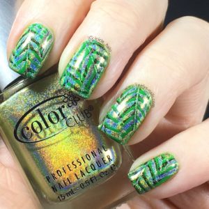 Leafy Green Nail Art using Color Club Kismet