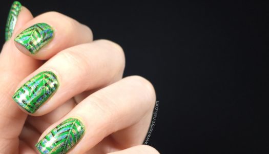 Double Stamping Leafy Green Nail Art