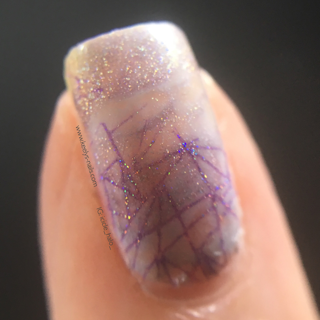 Amethyst Crystal Nail Art macro with stamping