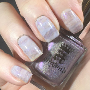 Amethyst Crystal Nail Art right hand no stamping