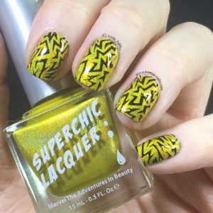 Superchic Lacquer Pheromone stamped with Electric Nail Art