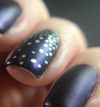 Macro of easy nail art matte navy blue