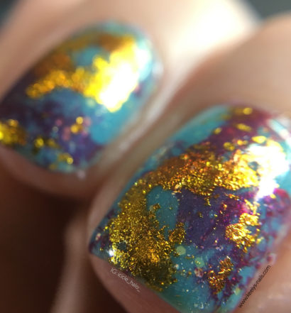 Purple Mojave Turquoise Nail Art - macro