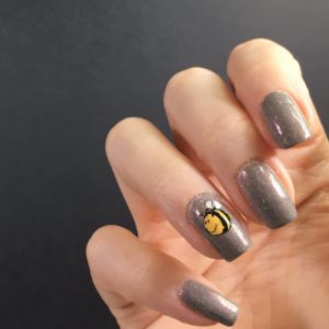 Worker Bee nail art with stamping decal right hand