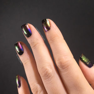 Fire Obsidian nail art left hand