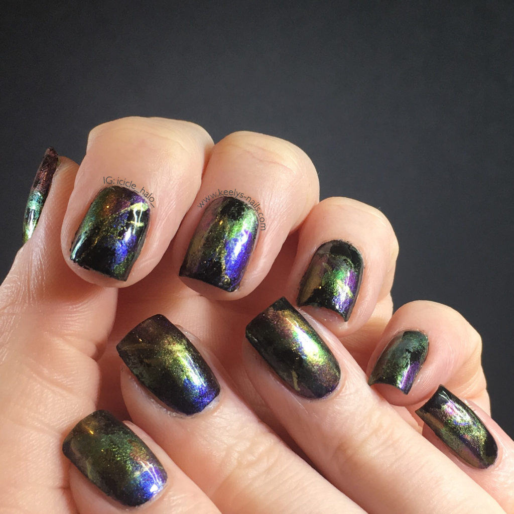 Fire Obsidian nail art with freehand