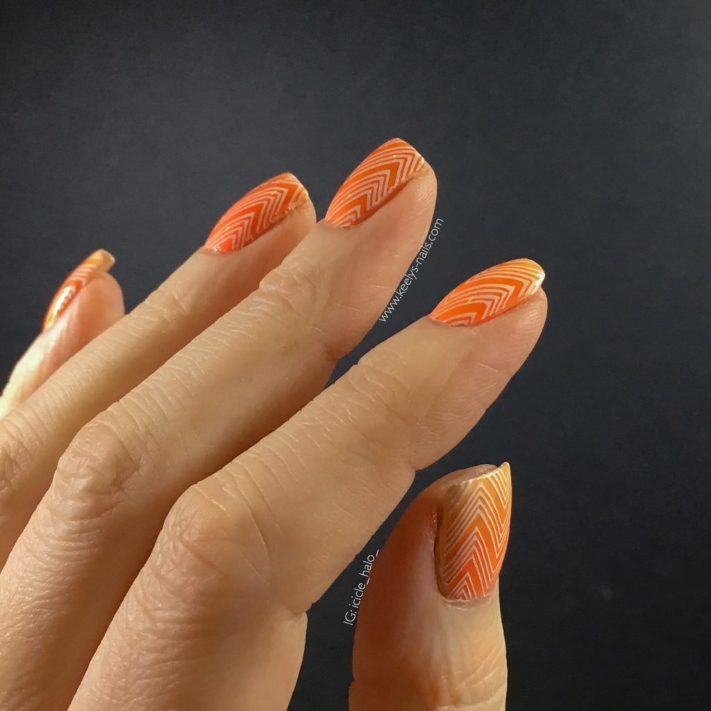 Coral Ombré with white chevrons