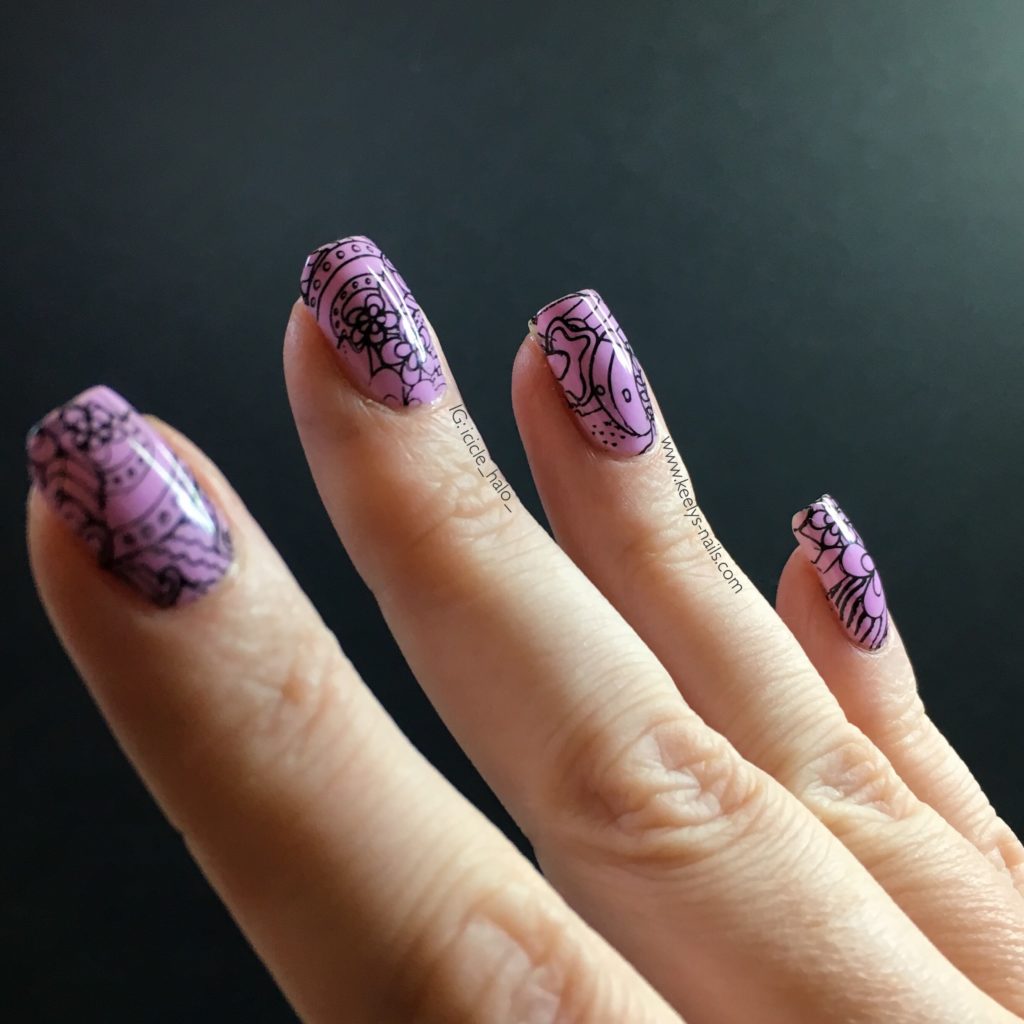 Adult Colouring Book nail art right hand | Keely's Nails