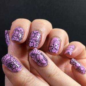 Both hands in Adult Colouring Book nail art