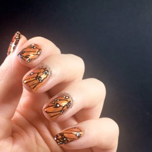 Stamped Monarch Butterfly nail art | Keely's Nails