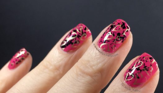 Graffiti Hearts stamping nail art