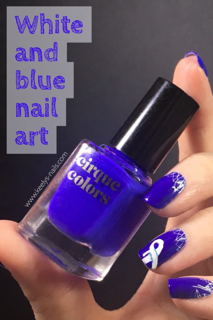 White and blue nail art on Pinterest by Keely's Nails