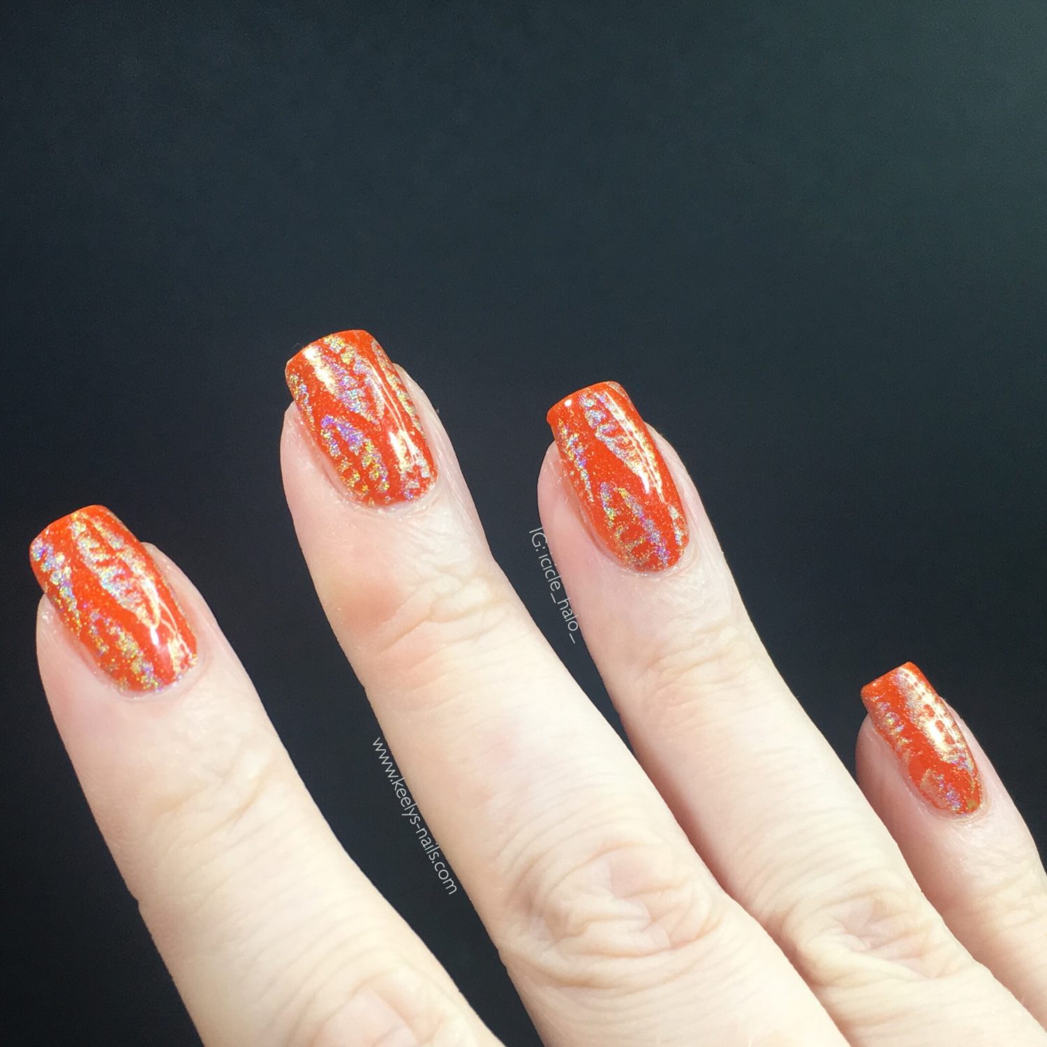 Autumn nail art on my right hand