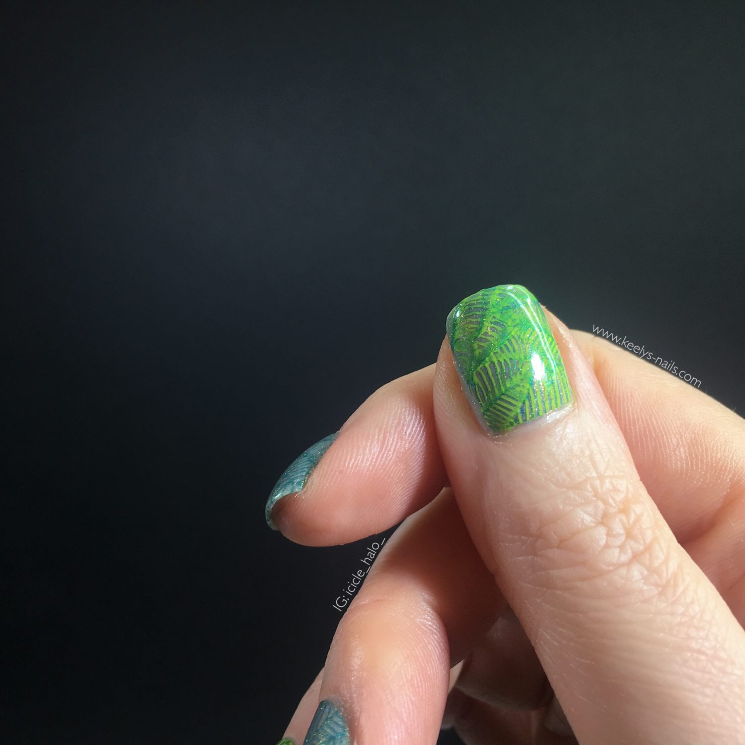 Double stamping for my leaf print feature nails