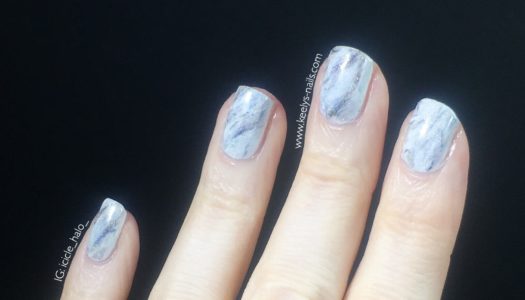 Hand painted white marble nail art